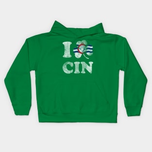 Cincinnati Ohio Flag Shamrock St Patricks Day Kids Hoodie